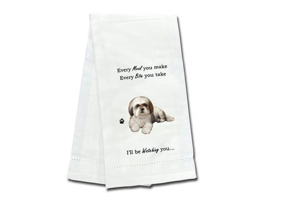 Shih Tzu Puppy Cut Kitchen Towel - Tan and White