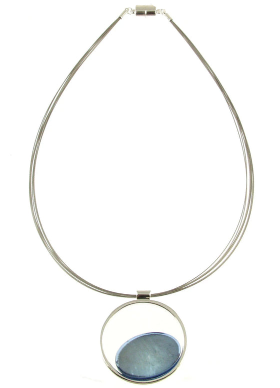 Double Circle Necklace - Blue