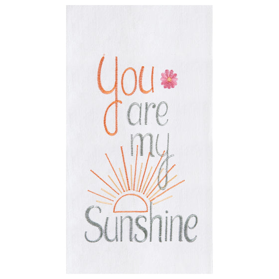 White towel with orange sun within the words "You are my sunshine."