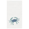 White towel with blue and green crab.