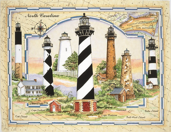 Coastal Lights of North Carolina - Jigsaw Puzzle