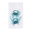 A towel with two blue crabs on top of blue coral.