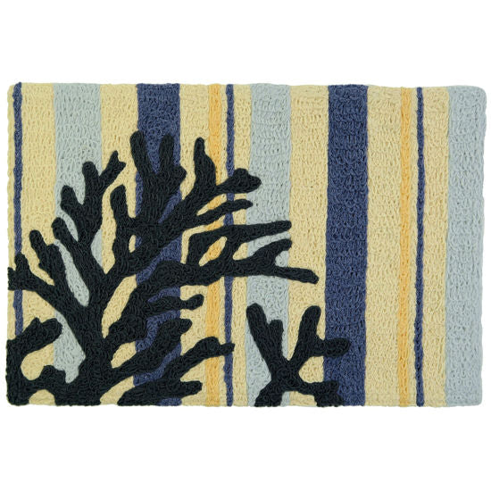 Blue Coral on Weathered Boards Rug