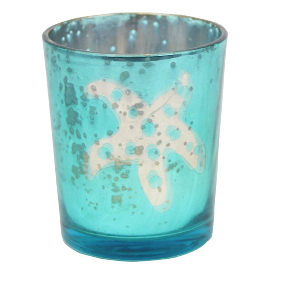 3" Glass Turquoise Candle Holder - Starfish