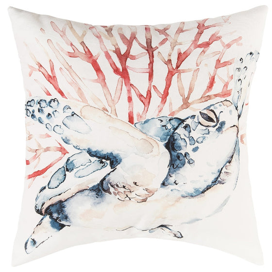 Blue and Coral Turtle Pillow