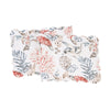Table runner with blue, red, and brown sealife, seashells, and vegetation.